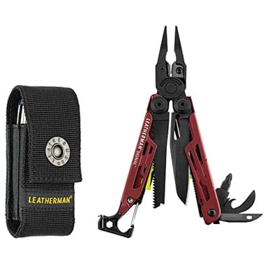LEATHERMAN Signal - Attrezzo Multifunzione Tascabile con 19 Pratici Strumenti per Fai da Te, Outdoor e Campeggio - Rosso Carminio