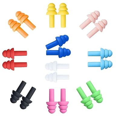 JOIYHY 10 Paia Tappi Orecchie Dormire, 10 Colori Tappi per Orecchie Antirumore, Tappi Auricolari in Silicone Riutilizzabili Morbido e confortevole, per Dormire/Russare/Nuoto/Studiare/Viaggiare