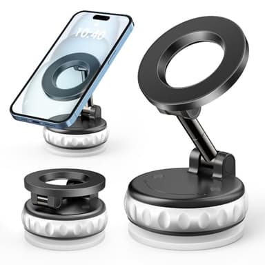maxtachi Porta Telefono Auto Magnetico con Ventosa a Vuoto, 22*N55 Magneti Forte Supporto Telefono Auto, Girevole a 360°, Pieghevole, Universale Porta Cellulare Ventosa per Parabrezza, Cruscotto