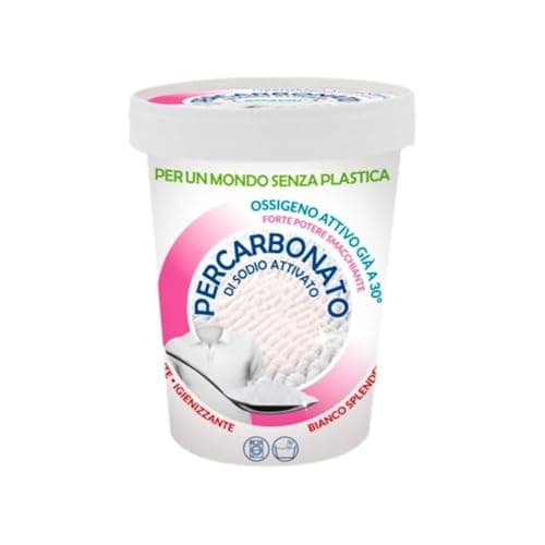 Percarbonato di Sodio Attivato Sbiancante e Igienizzante, 500g - Detergente Potente per Bucato Bianco, Effetto Brillante, Elimina Odori e Macchie Difficili, Attivo a 30°