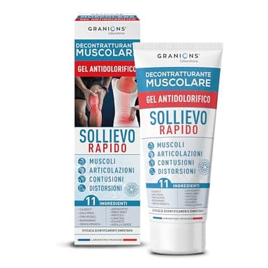 GRANIONS - Gel Antidolorifico 100 ml: sollievo rapido per dolori muscolari e articolari. Con massaggiatore muscolare, pistola massaggio, rullo massaggio. Effetto freddo e 11 principi attivi