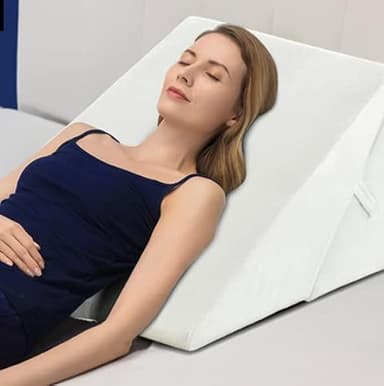 LIFEZEAL Cuscino Antireflusso Adulti, Cuscino con zeppa Con Rivestimento Rimovibile, Cuscino a Cuneo in Memory Foam, per Letto, Sedia, Auto, Divano, Bianco