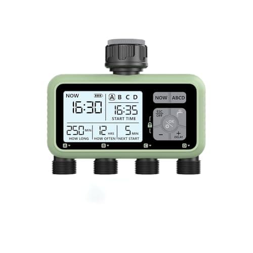 Timer di irrigazione a 4 vie, timer per acqua da giardino programmabile con ritardo di pioggia, giardino, irrigazione timer, modalità di irrigazione automatica e manuale, per giardino, prato, patio,