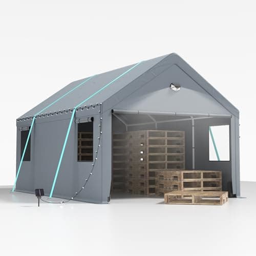 Carport Tenda Garage 3 x 6 m – Tenda da garage extra grande resistente all'inverno con finestra roll-up per auto, SUV, barche e camion – pareti laterali e tetto rimovibili – tenda da magazzino o tenda