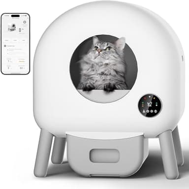 GESEILAY Lettiera per gatti autopulente, 100 l, automatica elettrica per gatti con sacchetto della spazzatura, controllo app, allarme sicuro, grande capacità, autopulente, per più gatti
