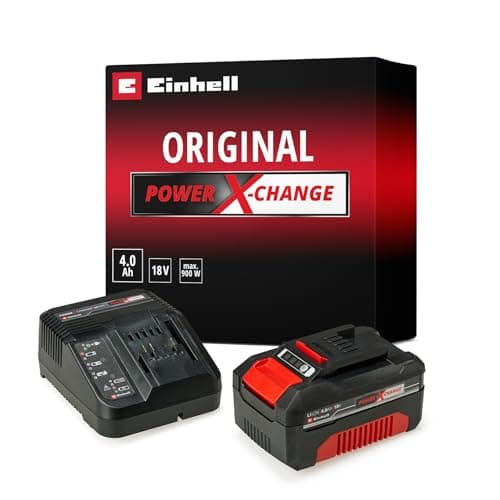 Originale Einhell Starter Kit 4,0 Ah con batteria e caricabatterie Power X-Change (Li-Ion, 18 V, tempo di ricarica 75 minuti, adatto a tutti gli utensili Power X-Change)