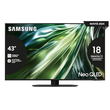 SAMSUNG TV QE43QN90DATXZT Neo QLED 4K Mini LED, Smart TV 43" Processore NQ4 AI Gen2, Neo Slim, DVBT-2, Q-Symphony & Dolby Atmos, Integrato con Alexa, Titan Black 2024