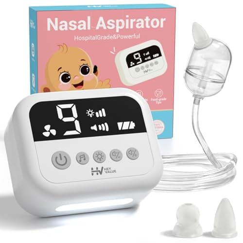 Aspiratore Nasale Neonato Aspiratore Nasale Neonati Elettrico per Bambini con 9 Livelli di Aspirazione Aspiratore di Muco Nasale Ricaricabile con Luce e Musica Rilassante,Sicuro,3 Punte in Silicone