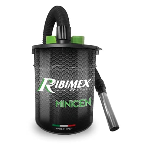 Ribimex Aspiracenere Elettrico Minicen, con Filtro HEPA Intercambiabile e Lavabile, Bidone da 10 L, Potenza 800 W, Ideale per Aspirare Ceneri Fredde da Stufe, Caminetti e Barbecue - PRCEN011