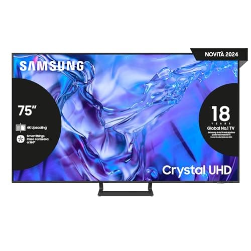 Smart TV Samsung UE75DU8570UXZT Crystal UHD 4K, Smart TV 75" Processore Crystal Processor 4K, Slim Look Design, Q-Symphony e OTS Lite, Compatibile con Bixby, Alexa e Google Assistant, Titan Gray 2024