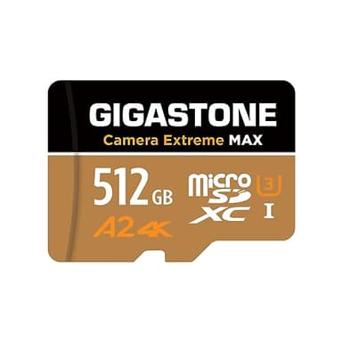 GIGASTONE - Scheda di memoria Micro SD da 512 GB, fotocamera Extreme MAX, fino a 160/130 MB/s, scheda di memoria MicroSDXC per DJI, Gopro, Insta360, Dashcam, video 4K, UHS-I A2 V30 U3 con adattatore