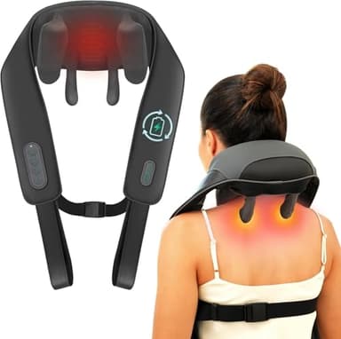 Snailax Massaggiatore cervicale, Massaggiatore cervicale collo spalle e schiena senza fili migliorato con calore, Massaggiatore cervicale e schiena 4D Shiatsu con massaggio,Regali per uomini donne