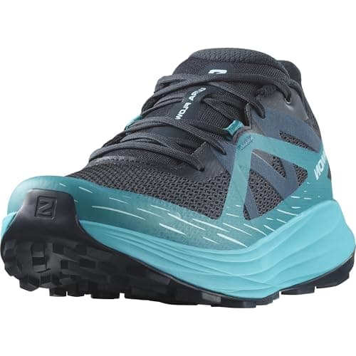 Salomon Ultra Flow Scarpe da Trail Running da Uomo, Comfort immediato, Ammortizzazione dalla strada ai trail, A prova di terreni misti, Carbon/Tahitian Tide/Deep Dive, 45 1/3 EU