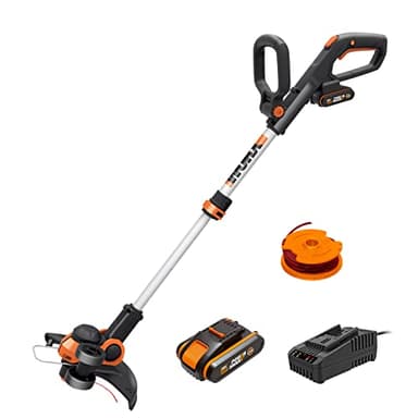 WORX WG163E Decespugliatore Tagliabordi a Batteria 20V, stelo in Alluminio regolabile , Rasaerba Elettrico da Giardino, Diametro Taglio 30 cm e filo da 1.65 mm - 2 Batterie Incluse
