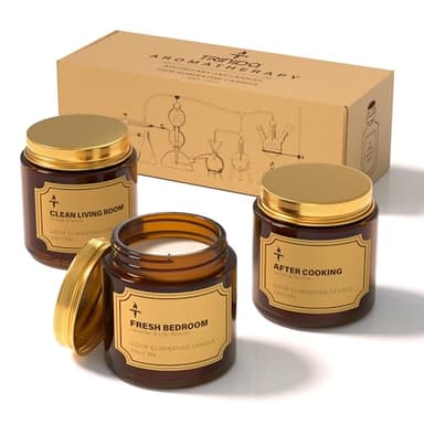 TRINIDa Candele profumate per cucina, confezione da 3 candele per eliminare gli odori, candela nuova casa, elimina il 99% degli odori di animali domestici, fumo, cibo e bagno, candela altamente