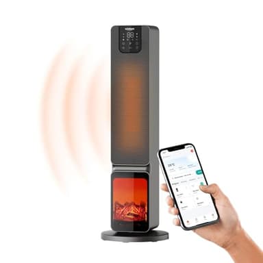 Wintem Termoventilatore in ABS+PC con Display LED per un Controllo Intuitivo, Comoda App e Telecomando per Controllo da Remoto - Funzione Oscillante e 2 Intensità di Calore 800W e 2000W