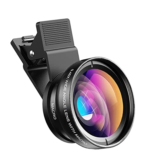 APEXEL Set di obiettivi universali per fotocamera del telefono 0,45 x grandangolo 140° + 12,5 x obiettivo macro, obiettivo per telefono cellulare compatibile con iPhone, Samsung e la maggior parte