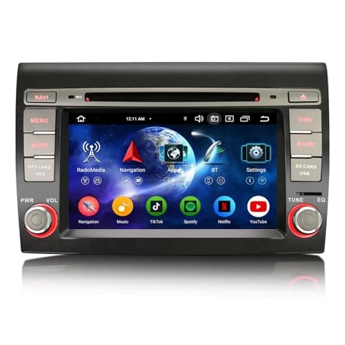 Erisin Android 14 8-Core 4GB+64GB Autoradio GPS Navigatore per FIAT BRAVO 7 pollici Lettore DVD IPS Schermo tattile Supporti Bluetooth 5.0 Senza fili CarPlay Android Auto WiFi DSP RDS CANbus USB Radio