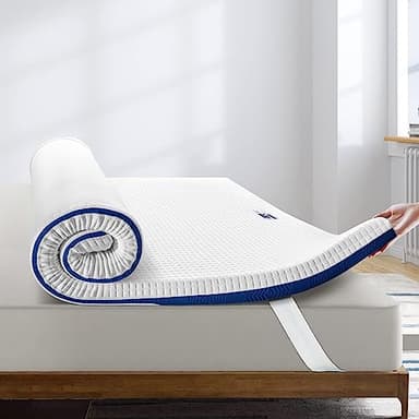 BedStory Topper Matrimoniale 180x200 cm Alto 10 cm, Materasso Correttore in Memory Foam con Gel, Coprimaterasso con 4 Angoli Elastici, Rimovibile e Lavabile