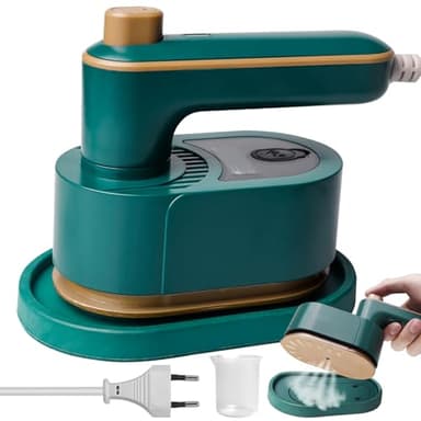 WIYETY Mini ferro da stiro a vapore pieghevole, ferro da stiro a vapore, mini 80 ml, capacità 30 secondi, riscaldamento rapido da viaggio, per uso domestico e viaggio (verde)