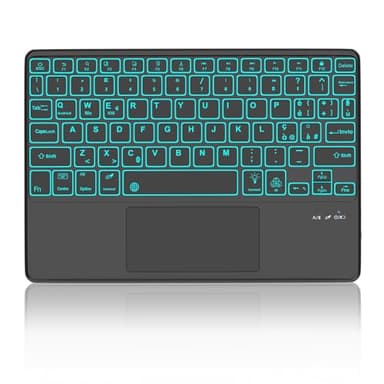 SENGBIRCH Tastiera Bluetooth Wireless - Tastiera Tablet con Touchpad, Tastiera Italiano QWERTY Compatibile con Android/iOS/Windows/PC, Tastiera Trackpad con Retroilluminazione a 7 Colori, Nero