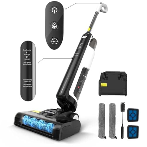 Redkey W12SE aspirapolvere lavapavimenti senza filo lavasciuga lava e aspira pavimenti Autopulente | Autonomia 45' | Anti-intreccio capelli | Disinfezione elettrolitica | 1.15L Doppio Serbatoio