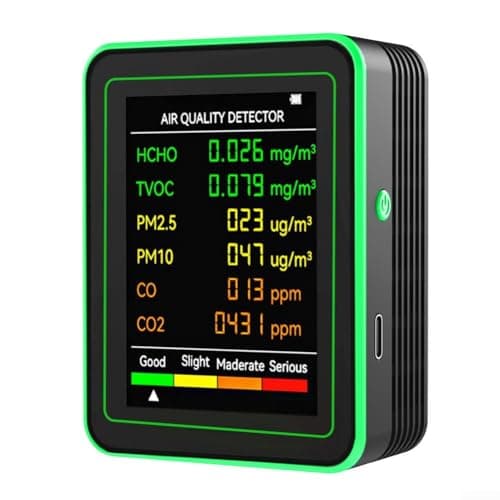 Hasaller Monitor della qualità dell'aria 6 in 1 misuratore portatile di anidride carbonica per interni, monitor della qualità dell'aria per interni, monitor della temperatura con CO PM10 PM2.5 HCHO