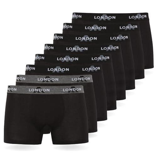 FM London Pacchetto da 4/8 Mutande Uomo - Boxer Uomo Cotone, Aderenti e Confortevoli per l'Uso Quotidiano, Nero (8 Pezzi), M