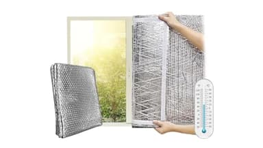 Optimer Home - Isolante Termico Adesivo riduce il Freddo e il Calore - 1.5x1.2m - Isolamento Finestre è Ignifugo e Flessibile