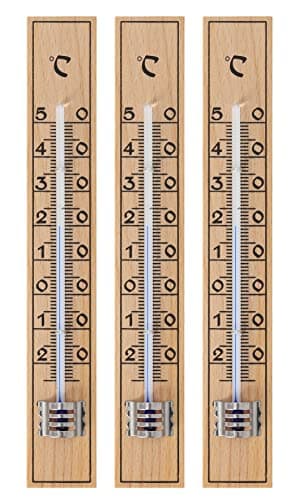 Lantelme 7837 - Set di 3 termometri in legno di faggio, analogici, per esterni come il giardino e interni come la camera da letto