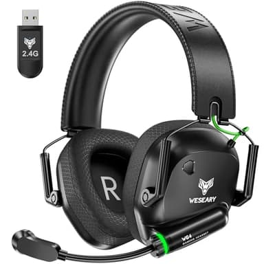 WESEARY WG4 Cuffie Gaming Wireless, 2,4 GHz Cuffie Gaming con Microfono per PS5, PS4, PC, Switch, Mac, Mobile, Stereo Cuffie Bluetooth Over Ear con Luce LED, Batteria da 45 Ore
