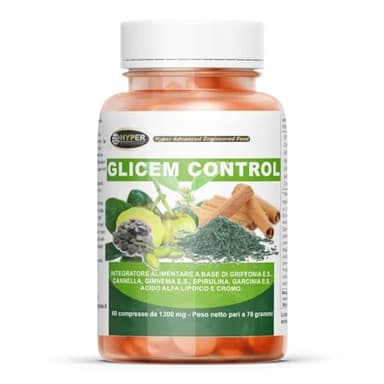 Hyper Glicem Control 60 Cpr - Integratori per Glicemia con Griffonia, Cannella, Gymnema, Spirulina, Garcinia Cambogia, Acido Alfa Lipoico e Cromo Picolinato - Metabolismo dei Carboidrati