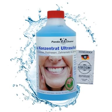 PandaCleaner Dentista ad ultrasuoni concentrato PandaCleaner - Rimozione della placca dentale e della decolorazione - per dentiere, protesi dentarie e apparecchi ortodontici 500ml
