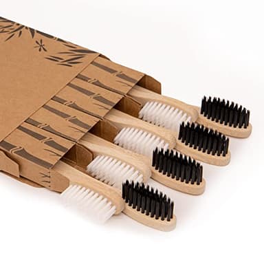 Virgin Forest Spazzolini da denti in bambù, 8 pezzi, spazzolino da denti con setole morbide, spazzolini ecologici, spazzolini biodegradabili, spazzolino da denti in legno naturale, spazzolini da denti