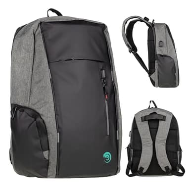 VINRETAL Zaino Porta PC Uomo 15,6 Pollici - Zaino Impermeabile uomo in Tessuto Oxford - Design Moderno USB e Fascia Valigia Nero/Grigio