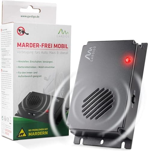 Gardigo® Repellente Topi per Auto | Scaccia Topi Portatile | Ultrasuoni per Topi a Batteria | Anti Martora Auto | Anti Faine, Donnole, Roditori | Dissuasore per Topi, Martore Garage, Casa, Giardino