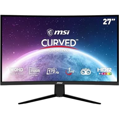 MSI G273CQ Monitor Gaming 27", WQHD (2560x1440), 170Hz, 1ms, 1500R - AdaptiveSync, Night Vision, Console Mode - Night Vision, Anti-flickr, Less Blue light - DP 1.4a/HDMI 2.0