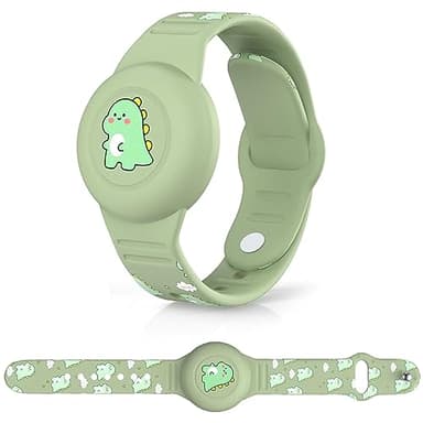 Bambini Impermeabile per Bracciale Airtag: WUZUN Simpatico Cartone Animato Regolabile Nascosto per Supporto Apple Air Tag, Custodia Cinturino Tracker GPS Anti-Smarrimento in Silicone (Dinosauro)