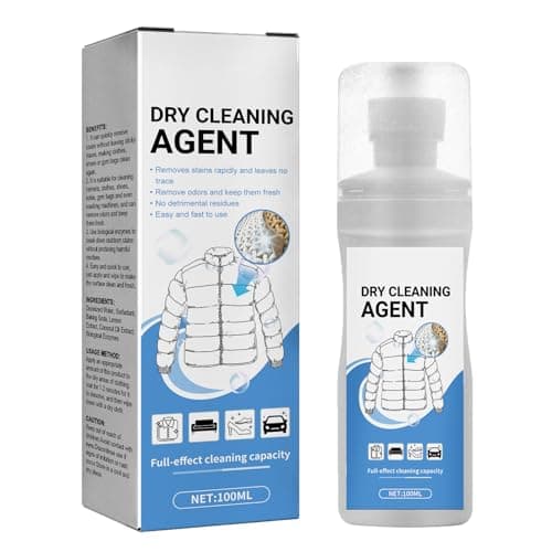 Spray Detergente Senza Risciacquo,Spray Lavaggio a Secco,Spray Lavaggio a Secco Tessuti,Dry Cleaning Agent Spray Lavaggio a Secco Vestiti,per la Pulizia di Vestiti Scarpe Divani e Auto 100ML