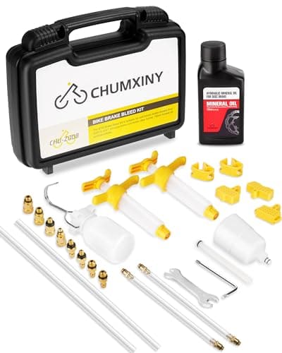 CHUMXINY Kit Spurgo Freni per SHIMANO, TEKTRO, MAGURA Freni a Disco Idraulici Di Serie. kit Spurgo Freni MTB Disco Include Connettori in Ottone, 150ML Di Olio Minerale.