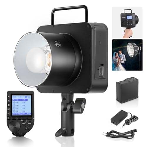 NEEWER Q4 400Ws Flash Strobo per Studio Esterno 2,4 G TTL e Trigger QPRO-N Compatibile con Nikon, 1/8000 HSS/30W Lampada per Book Fotografici/400 Piena Potenza/Batteria 21,6V 2800mAh per Fotografia