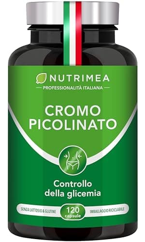 CROMO PICOLINATO | 250 µg | Formula Pura al 100% | Controllo della Glicemia | Regola il Livello di Zuccheri nel Sangue | Alta Biodisponibilità | 120 Capsule | Nutrimea