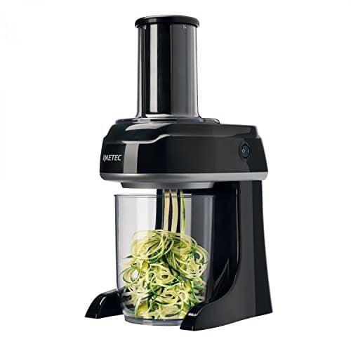 Imetec Sp 100 Spiralizer Elettrico, Tagliaverdure a Spirale, Affetta Verdure in 3 Forme Spaghetti, Tagliatelle, Pappardelle, Lame in Acciaio Inox, Contenitore Bpa Free 500 Ml, Sistema di Sicurezza