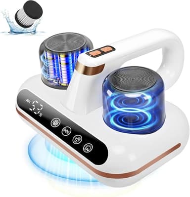 Aspiratore Battimaterasso,1000W Aspirapolvere cordless con sensore acari e display LED, aspirapolvere con luce UV, rimuove il 99,9% degli allergeni, per divani,Numero di brevetto: 015075483-0001