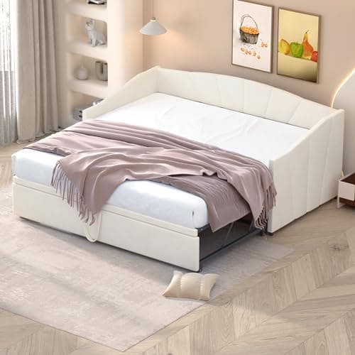 Dolamaní Divano letto 90/180x200 cm per adulti 2 persone, letto estraibile stessa altezza letto allungabile per letto matrimoniale, letto multifunzione in tessuto di velluto delicato sulla pelle