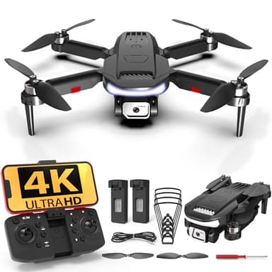 Wipkviey Drone con Telecamera FPV 4k HD- B15 Droni Leggeri Pieghevoli per Adulti e Principianti, Quadcopter Rc con Motore Brushless, 2 Batterie 36 Mins di Volo Lungo,Volo Waypoint,3D Flip, Sotto 249g