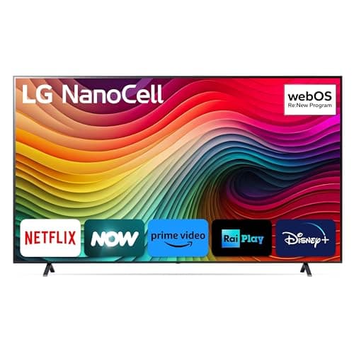 LG NanoCell 86'', Serie 81 2024, 86NANO81T6A, Smart TV 4K, Processore α5 Gen7, 20W, 3 HDMI, Filmmaker Mode, Game Optimizer, Alexa, Wi-Fi, webOS 24, Telecomando puntatore