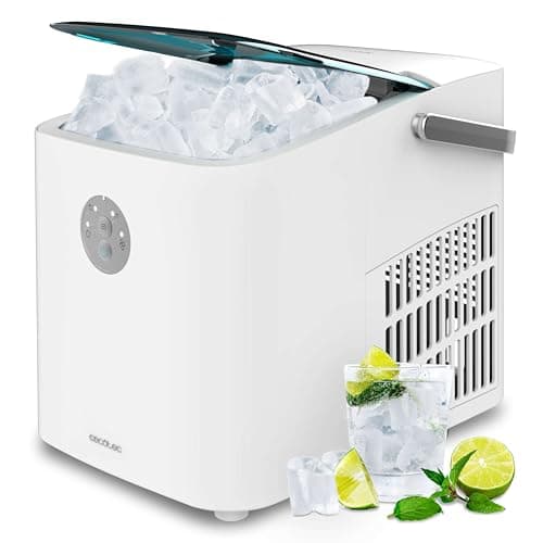 Cecotec Macchina Ghiaccio 12 Kg con Finestra Chillin' Ice 1200 Go. 120W, Ice Maker, Capacità Produzione Giornaliera 12 kg, Ghiaccio pronto in 6-8 minuti, 2 Dimensioni di Cubetti, Controllo Semplice