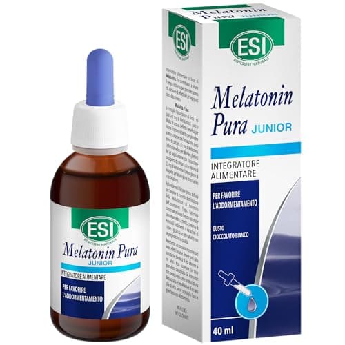 ESI - Melatonin Pura Junior, Integratore Alimentare di Melatonina Per Bambini, in Gocce, Senza Glutine, Senza Zuccheri e Vegan, Favorisce il Sonno, 40 ml