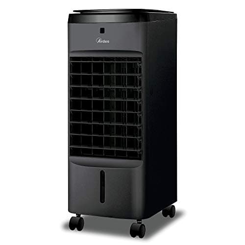 Ardes AR5AMR08 Penny Raffrescatore Evaporativo d'Ambiente con Ruote Digitale Timer e Telecomando capacità Serbatoio 4 L, Nero